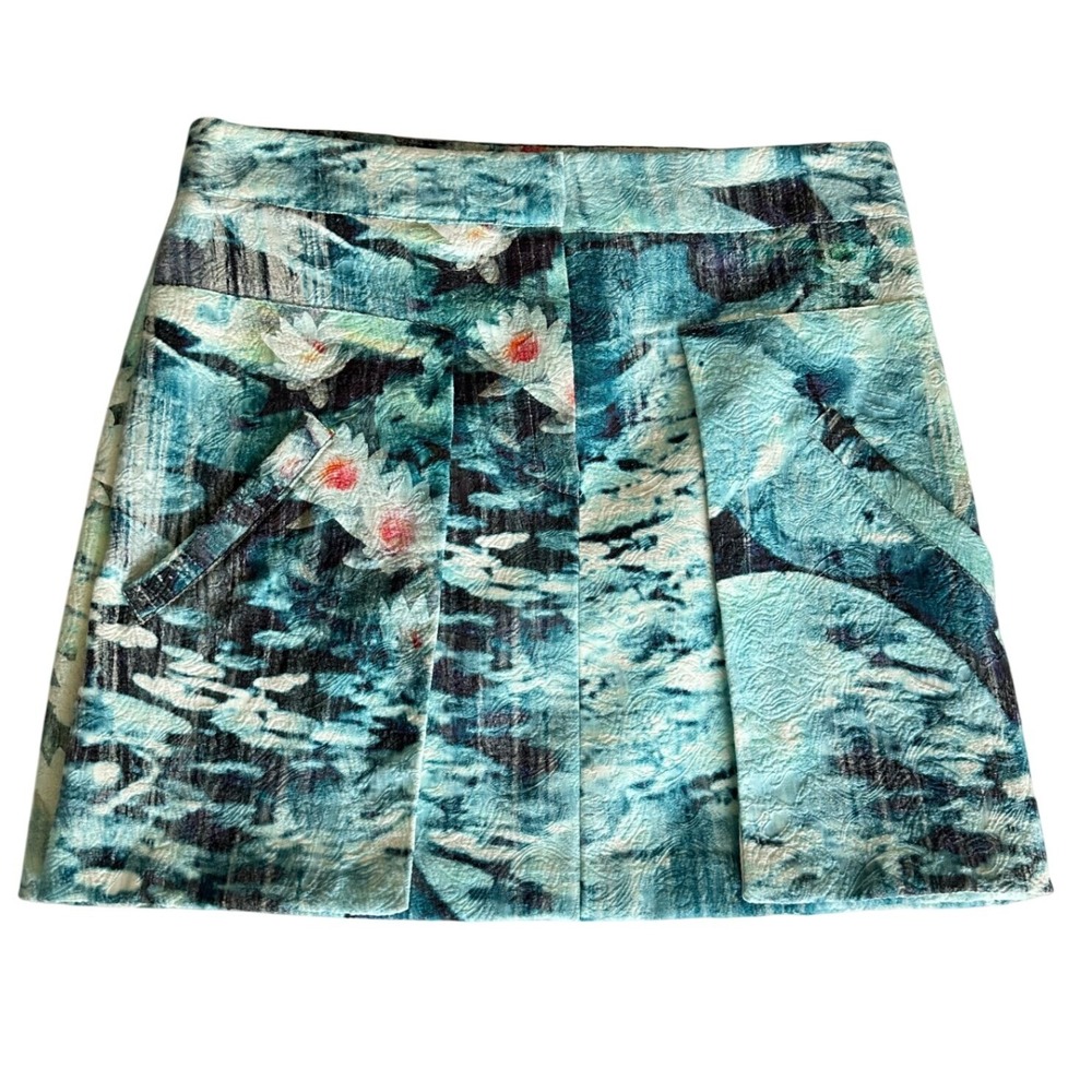 Daniela Corte Impressionist Floral Textured Structured Mini Skirt 38
